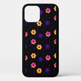 Estojo de iPhone Floral Pastel Retro Azul Marinho