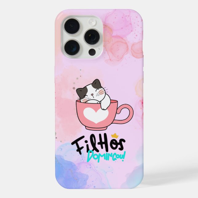 Estojo de iPhone / iPad com xícara de gato (Verso)