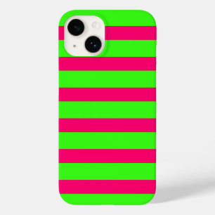 Estojo de iPhone Listrado Verde Neon e Rosa – Pers