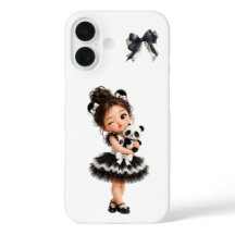Estojo de iPhone Panda com Laço Preto de Garota Se