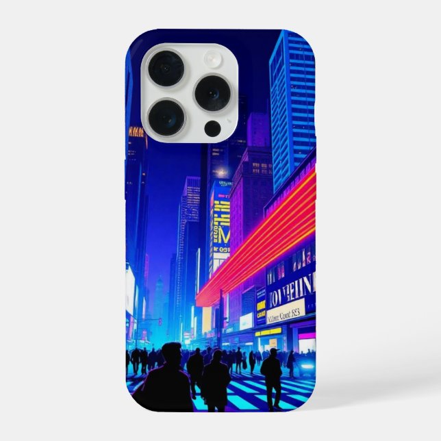 Estojo de iPhone Retro Neon Cityscape Pop Art (Verso)