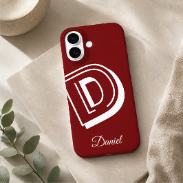 Estojo de iphone vermelho e branco - nome personal