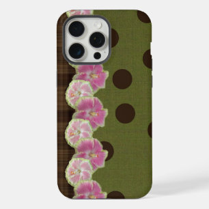 Estojo de Listra de Flor Rosa Vintage com Bolinha