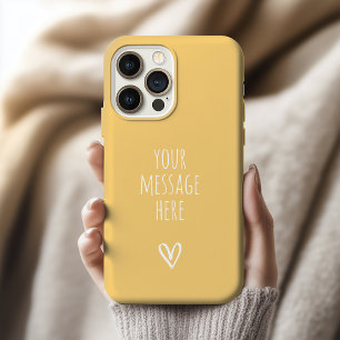 Estojo de telefone amarelo com mensagem personaliz