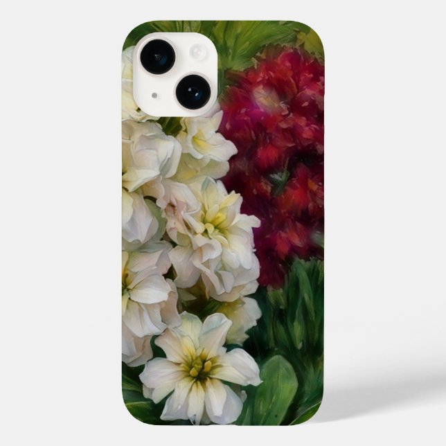 Estojo de telefone artístico com flores vermelhas  (Verso)