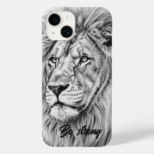 Estojo de telefone Be Strong Lion Sketch Cinza