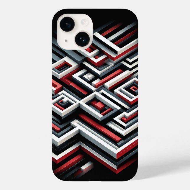 Estojo de telefone Bold 3D Geometric Maze - Vermel (Verso)