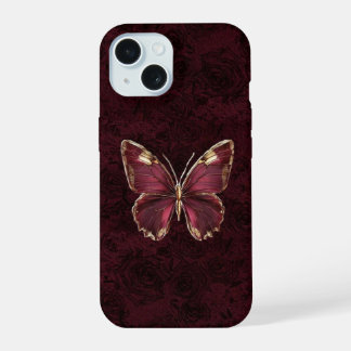 Estojo de Telefone Borboleta Borgonha Gótica Rosas