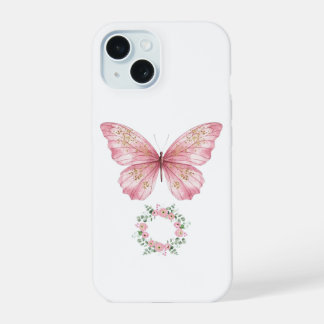 Estojo de Telefone Borboleta com Aquarela Rosa - Ú