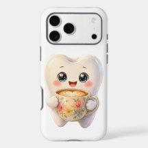 Estojo de telefone com dente Kawaii fofo bebendo c