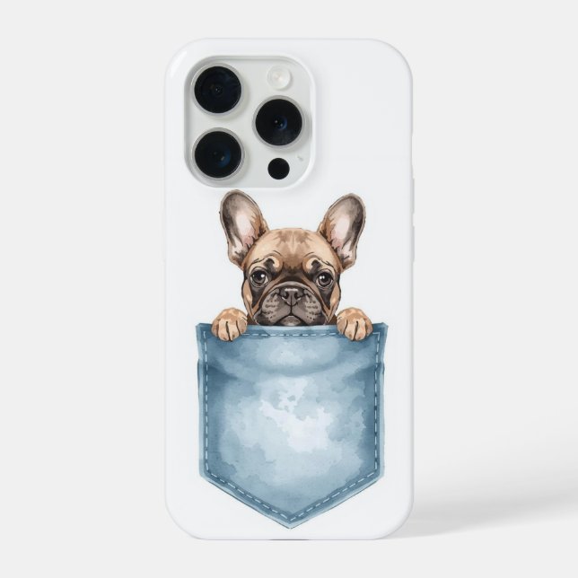 Estojo de Telefone com French Bulldog Peekando (Verso)