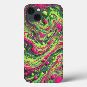 Estojo de Telefone com Líquido Rosa Neon e Verde G