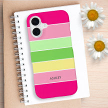 Estojo de telefone com listras e monograma ColorBl