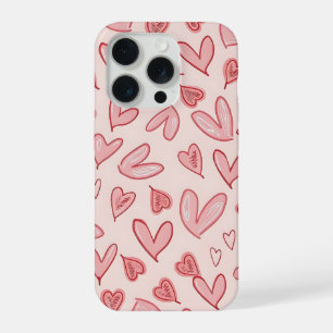 Estojo de Telefone com Padrão de Coração Rosa Fofo