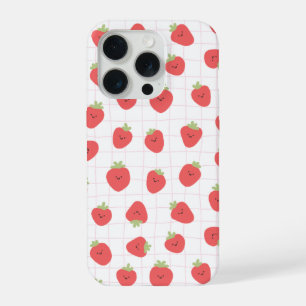 estojo de telefone com padrão de morango doce.