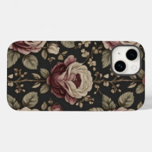 Estojo de telefone com padrão de rosa floral vinta
