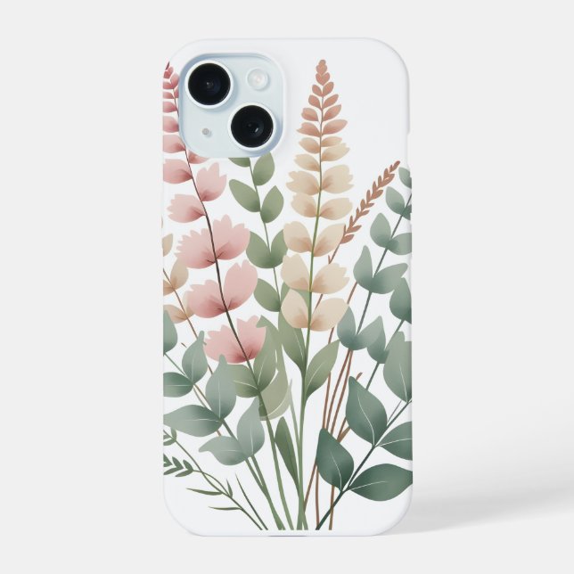 Estojo de Telefone com Padrão Floral de Samambaias (Verso)