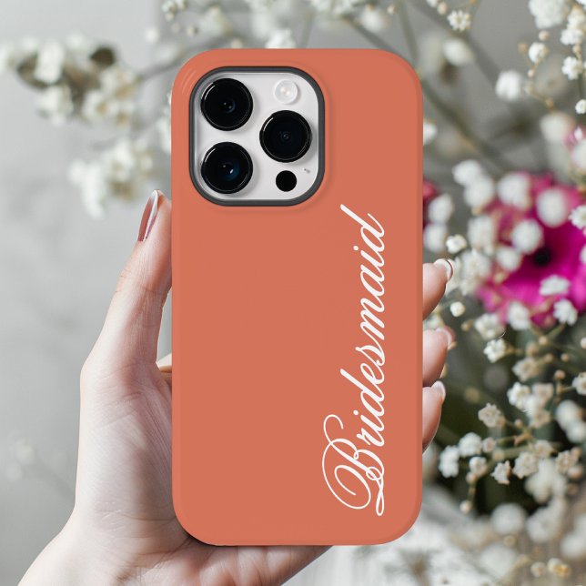 Estojo de telefone cor-de-rosa personalizado para  (bridesmaid phone case, bridesmaid proposal gift, coral pink phone case, warm coral case,)