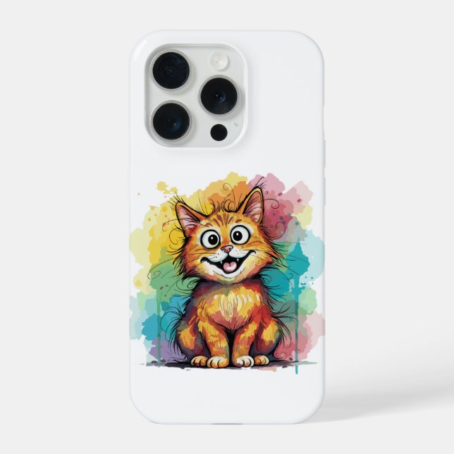 Estojo de Telefone de Gato em Aquarela Fofa (Verso)
