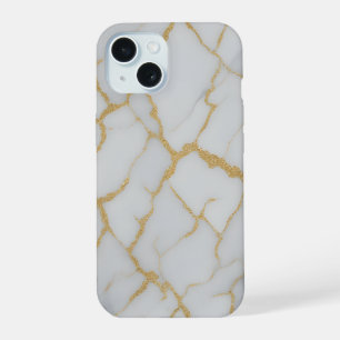 Estojo de Telefone de Mármore Branco e Veias Doura