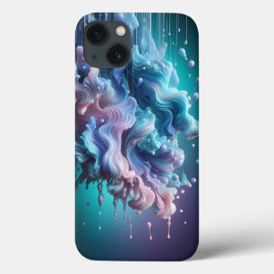 Estojo de telefone de nuvem líquida abstrata Teal 