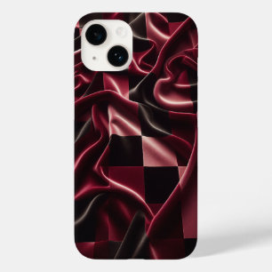 Estojo de telefone de veludo xadrez vermelho e pre