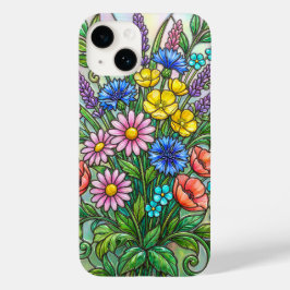 Estojo de telefone de vidro colorido de flores sil