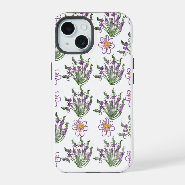 Estojo de Telefone Estético Floral Roxo Neon (Verso)