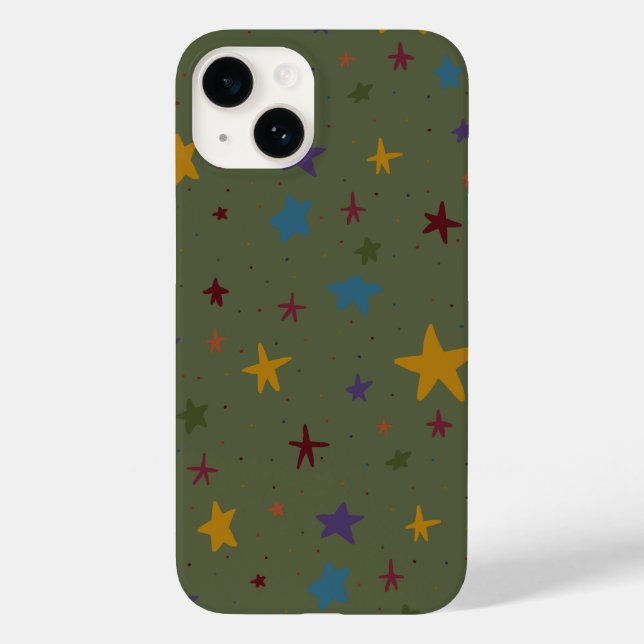 Estojo de Telefone Estrela Colorida Verde (Verso)