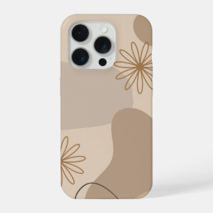 Estojo de Telefone Floral Abstrato Bege Minimalist