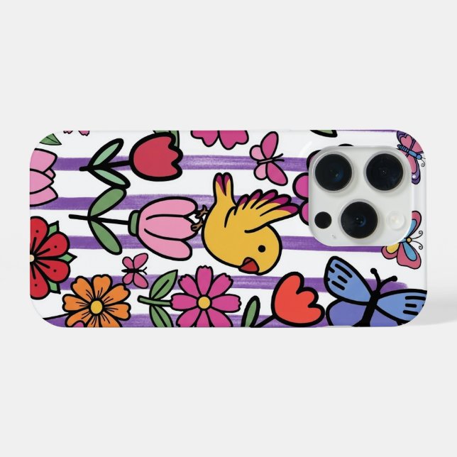 Estojo de telefone floral caprichoso Jardim de pás (Verso Horizontal)