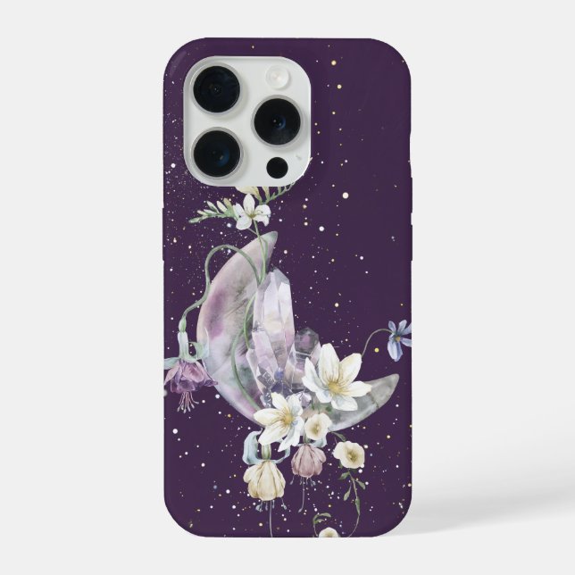 Estojo de Telefone Floral Cristal de Lua Mística (Verso)