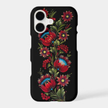 Estojo de telefone floral em azul verde e carmesim