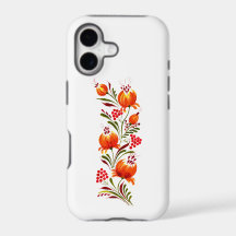 Estojo de telefone floral laranja e dourado da art