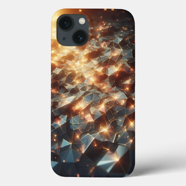 Estojo de Telefone Geométrico Dourado de Luxo - Ba (Verso)