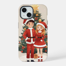 Estojo de telefone natalino do Papai Noel fofo par