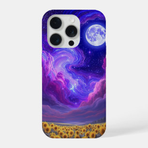 Estojo de telefone para céu de girassol ao luar