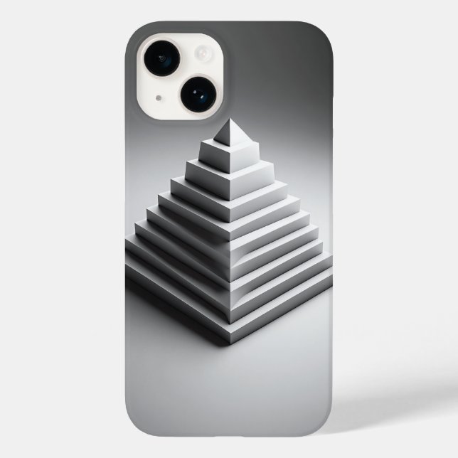 Estojo de Telefone Pirâmide 3D Branco Minimalista  (Verso)