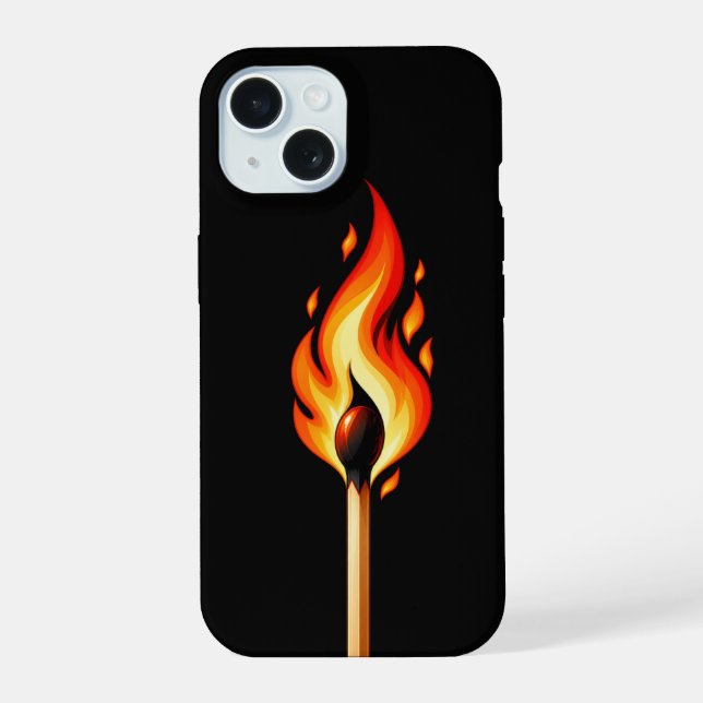 Estojo de telefone preto com chama de fósforo quei (Verso)