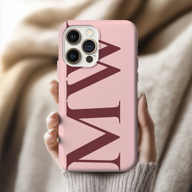 Estojo de Telefone Rosa com Inicial Personalizada  (Custom Initial Name Phone Case – Personalized Case Gift for Her, Mom, Friends, Coworkers & Family)