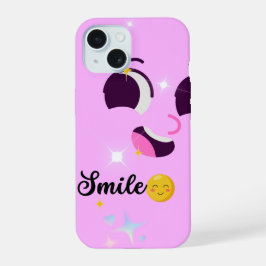 Estojo de Telefone Rosa Kawaii Sorriso Estético