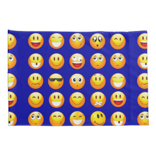 estojo de travesseiro de emojis azul escuro