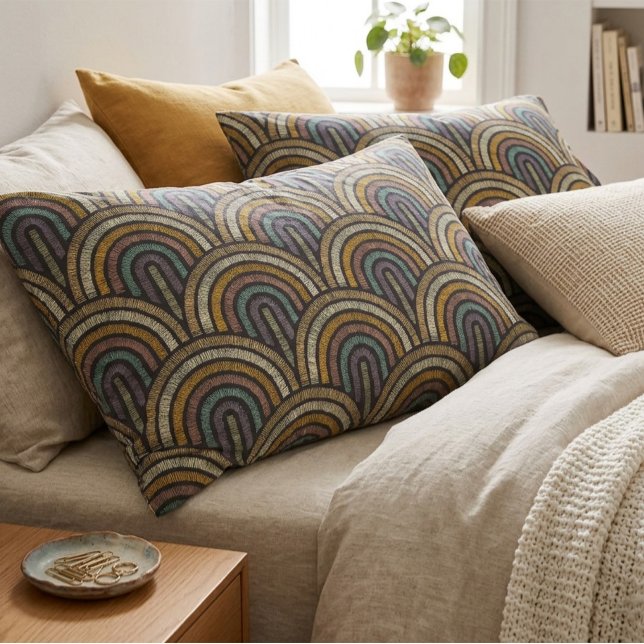 Estojo de Travesseiro Retro Boho Arco Art Déco (Criador carregado)