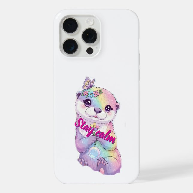 Estojo Floral Otter Stay Calm Arco-íris Pastel (Verso)