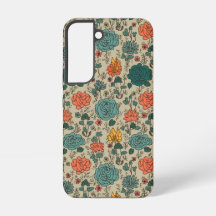 Estojo Galaxy S22 com padrão de flor retrô