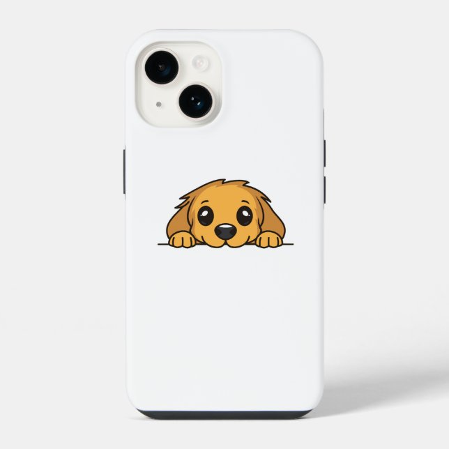 Estojo para iPhone 14 com Cachorrinho Golden Retri (Verso)