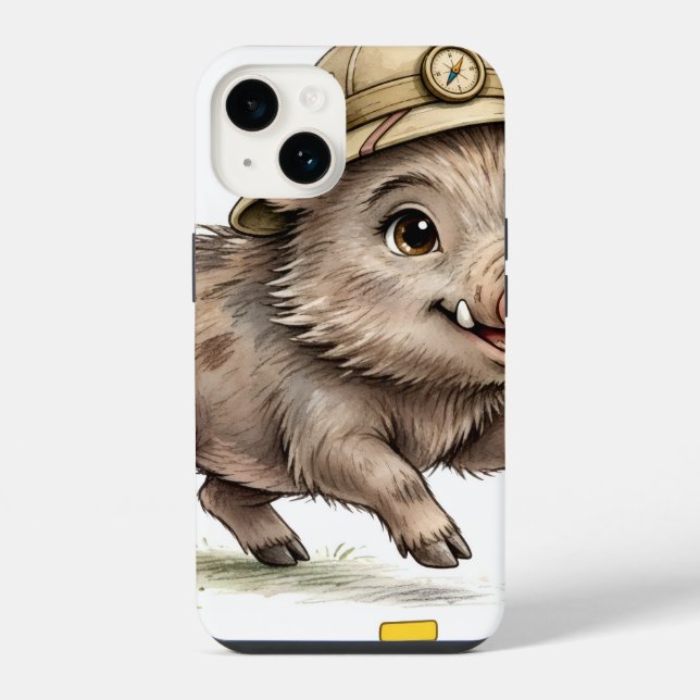 Estojo para iPhone 14 do Javali dos Pequenos Explo (Verso)