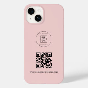 Estojo para iphone com código QR e logotipo rosa
