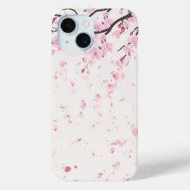 Estojo para iPhone com Flores de Cerejeira em Aqua