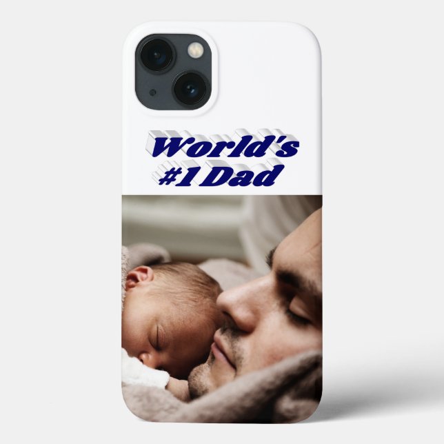 Estojo para iPhone com foto do papai texto azul es (Verso)